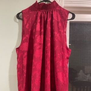 high neck red floral top